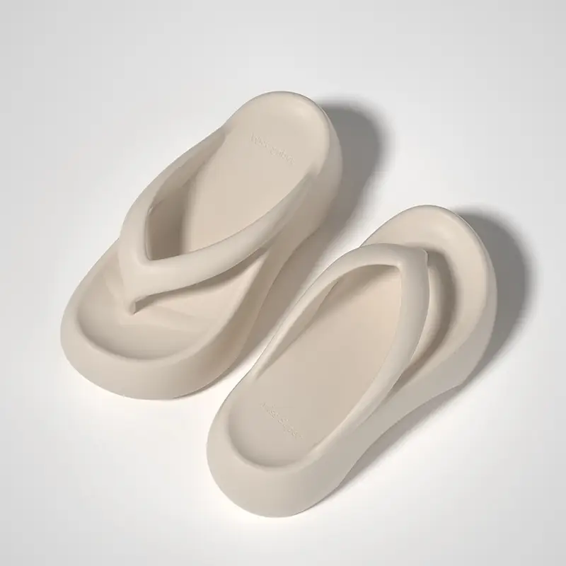7.0cm Slip-on Feeling Thick Bottom Slippers Women's Outer Wear Summer New Korean Style Clip Flip-flops Casual High Heel Slippers