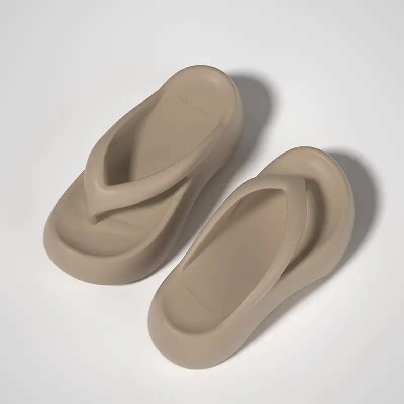 7.0cm Slip-on Feeling Thick Bottom Slippers Women's Outer Wear Summer New Korean Style Clip Flip-flops Casual High Heel Slippers