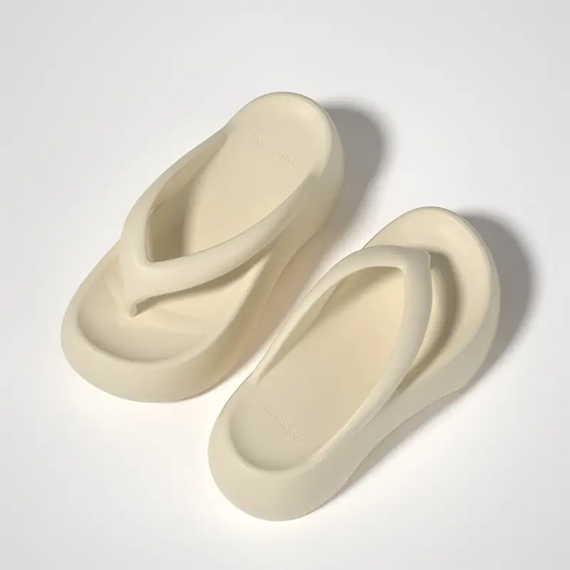 7.0cm Slip-on Feeling Thick Bottom Slippers Women's Outer Wear Summer New Korean Style Clip Flip-flops Casual High Heel Slippers