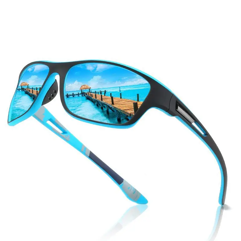Men's Black Polarized Cycling Sun Glasses with Color Film - Image 9