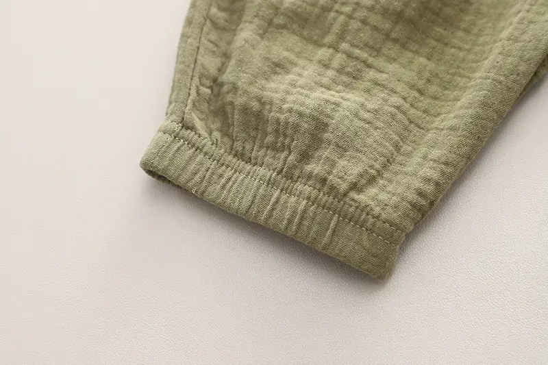Boys Summer Casual T-Shirt Shorts Set Light Green Olive — feature 12