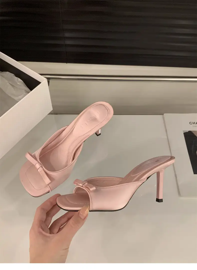 Pink High Heel French Small Sandals Fairy Shoes 2024 New Summer Fashion Outwear Elegant Niche Sandals — feature 12