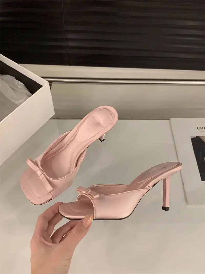 Pink High Heel French Small Sandals Fairy Shoes 2024 New Summer Fashion Outwear Elegant Niche Sandals