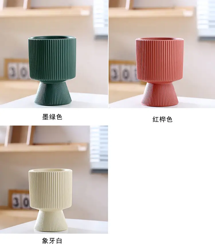 A generation of cross-border Amazon TEMU ceramic flower pot with tray European simple green plant large butterfly orchid basin — feature 5