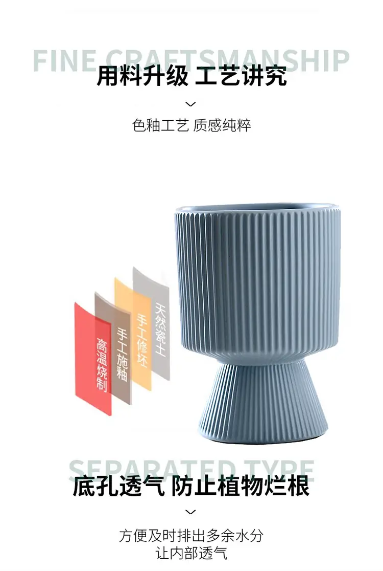 A generation of cross-border Amazon TEMU ceramic flower pot with tray European simple green plant large butterfly orchid basin — feature 9