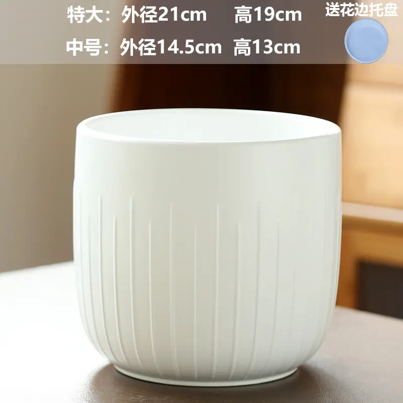 A generation of cross-border Amazon TEMU ceramic flower pot with tray European simple green plant large butterfly orchid basin