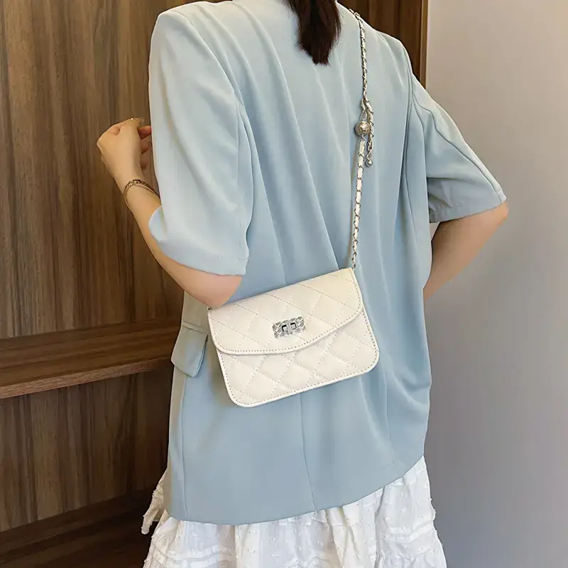 Women's 2-Piece Quilted Chain Crossbody Bag Set Cream - Image 4
