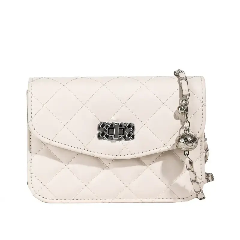 Women's 2-Piece Quilted Chain Crossbody Bag Set Cream - Image 5