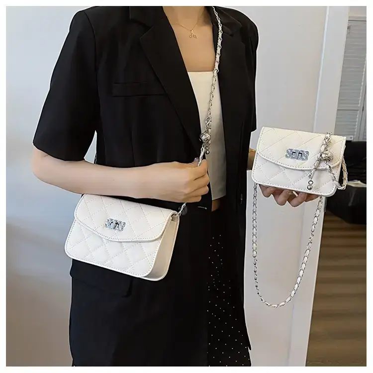 Women's 2-Piece Quilted Chain Crossbody Bag Set Cream — feature 11