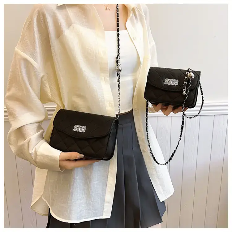 Women's 2-Piece Quilted Chain Crossbody Bag Set Cream — feature 14