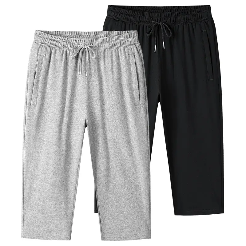 Men Grey Pure Cotton Capri Shorts Loose Fit - Image 7