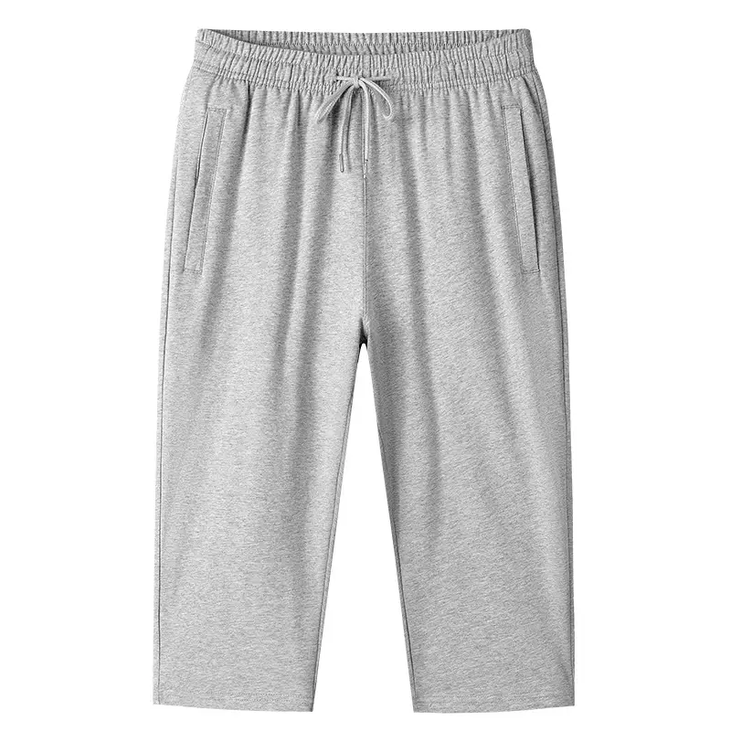Men Grey Pure Cotton Capri Shorts Loose Fit - Image 2