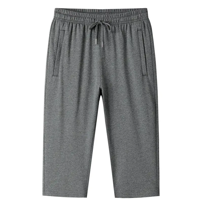Men Grey Pure Cotton Capri Shorts Loose Fit - Image 3