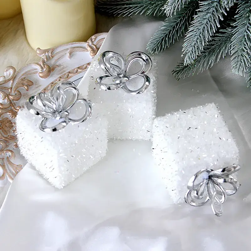 Silver Butterfly Foam Christmas Balls 8cm