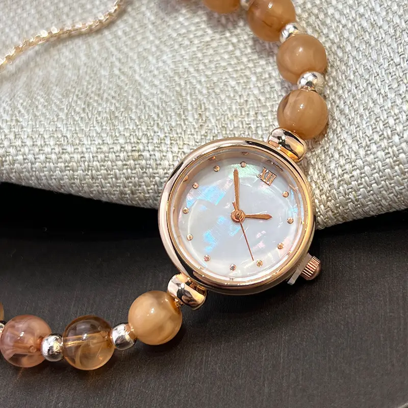 Cross-border New Pearl Bracelet Women's Quartz Watch Niche Light Luxury Small Dial Pull Adjustable Watch Explosions