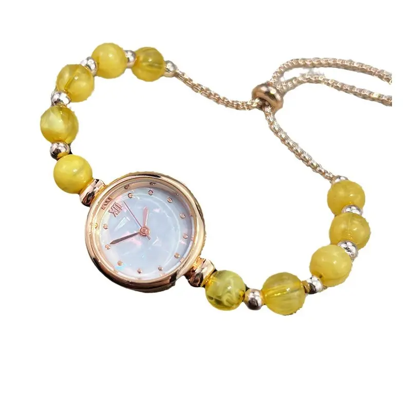Cross-border New Pearl Bracelet Women's Quartz Watch Niche Light Luxury Small Dial Pull Adjustable Watch Explosions