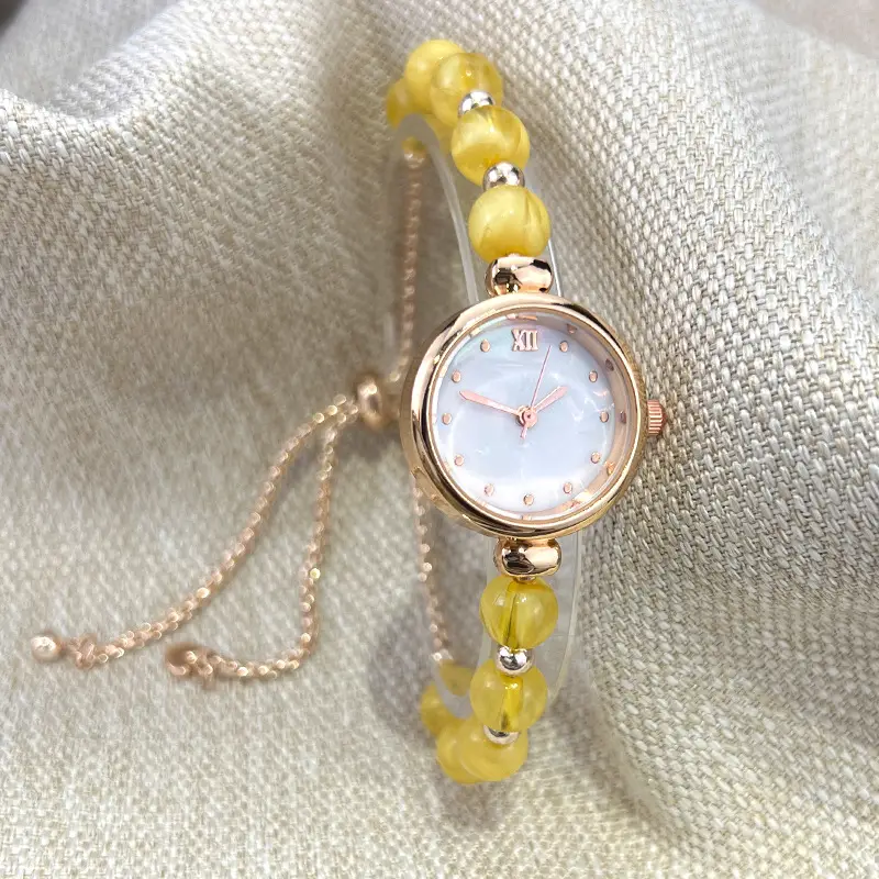 Cross-border New Pearl Bracelet Women's Quartz Watch Niche Light Luxury Small Dial Pull Adjustable Watch Explosions — feature 12