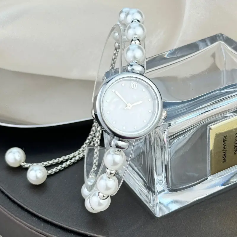 Cross-border New Pearl Bracelet Women's Quartz Watch Niche Light Luxury Small Dial Pull Adjustable Watch Explosions — feature 22