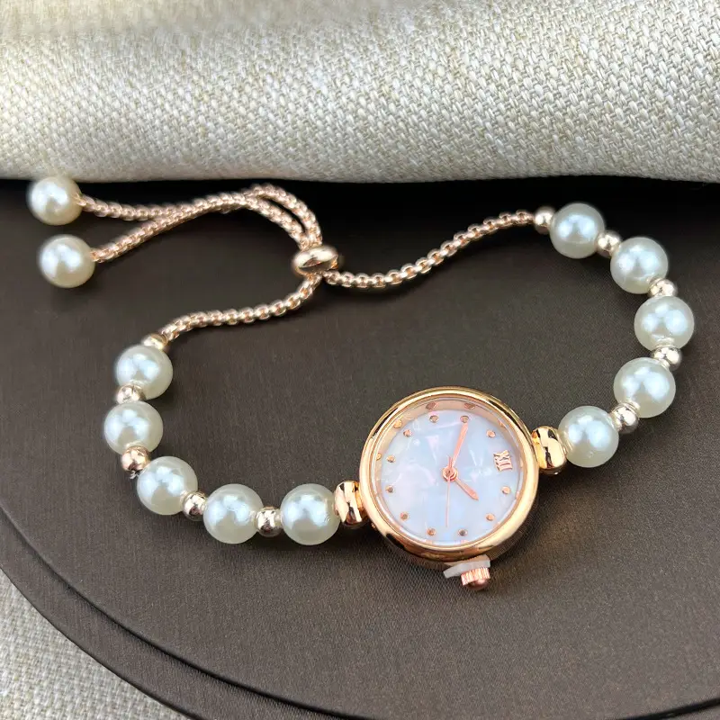 Cross-border New Pearl Bracelet Women's Quartz Watch Niche Light Luxury Small Dial Pull Adjustable Watch Explosions — feature 4