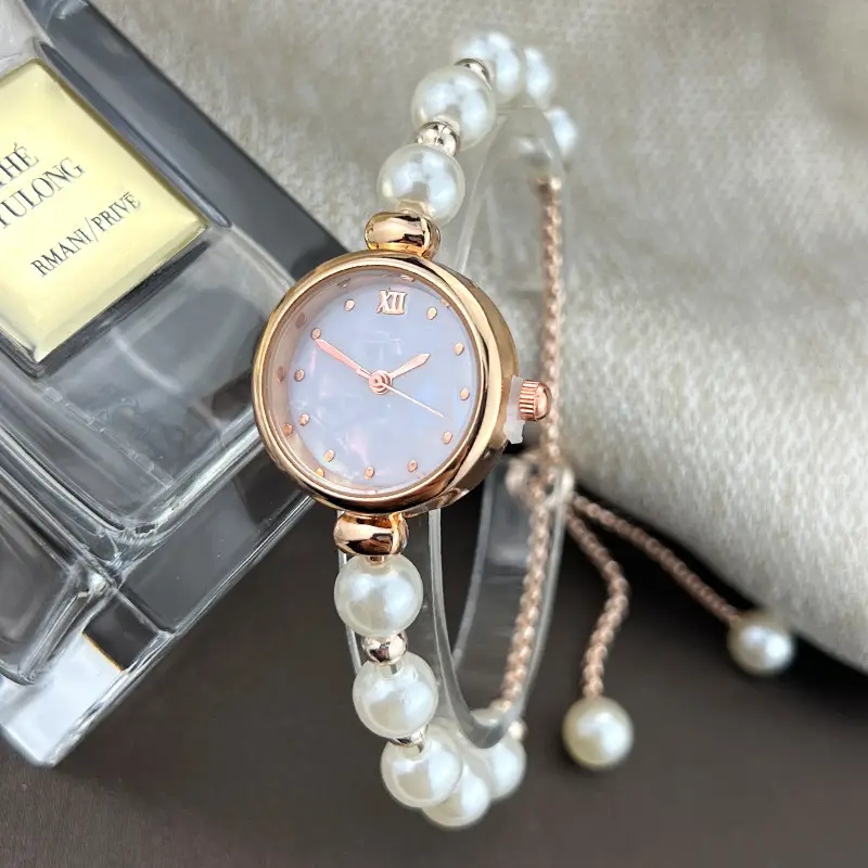 Cross-border New Pearl Bracelet Women's Quartz Watch Niche Light Luxury Small Dial Pull Adjustable Watch Explosions — feature 5