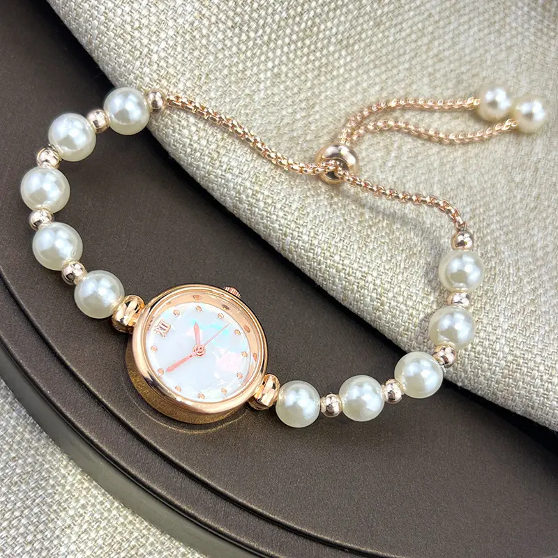 Cross-border New Pearl Bracelet Women's Quartz Watch Niche Light Luxury Small Dial Pull Adjustable Watch Explosions — feature 6