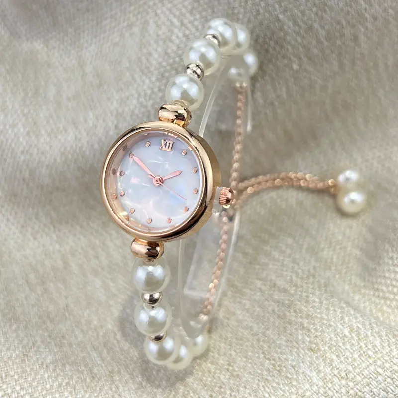 Cross-border New Pearl Bracelet Women's Quartz Watch Niche Light Luxury Small Dial Pull Adjustable Watch Explosions — feature 7