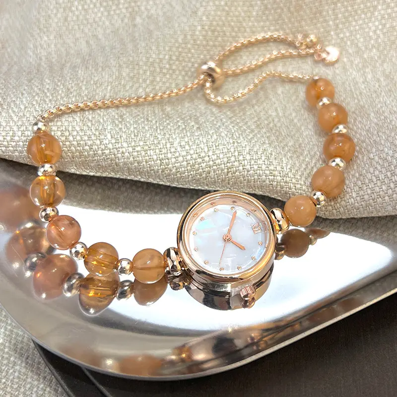 Cross-border New Pearl Bracelet Women's Quartz Watch Niche Light Luxury Small Dial Pull Adjustable Watch Explosions