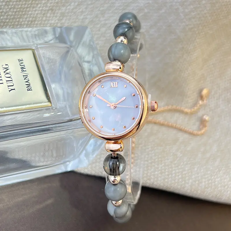 Cross-border New Pearl Bracelet Women's Quartz Watch Niche Light Luxury Small Dial Pull Adjustable Watch Explosions