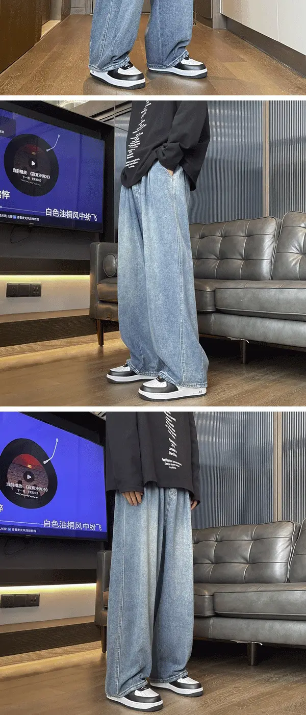 Men Wide Leg Jeans Spring Autumn Loose Straight Pants — feature 11
