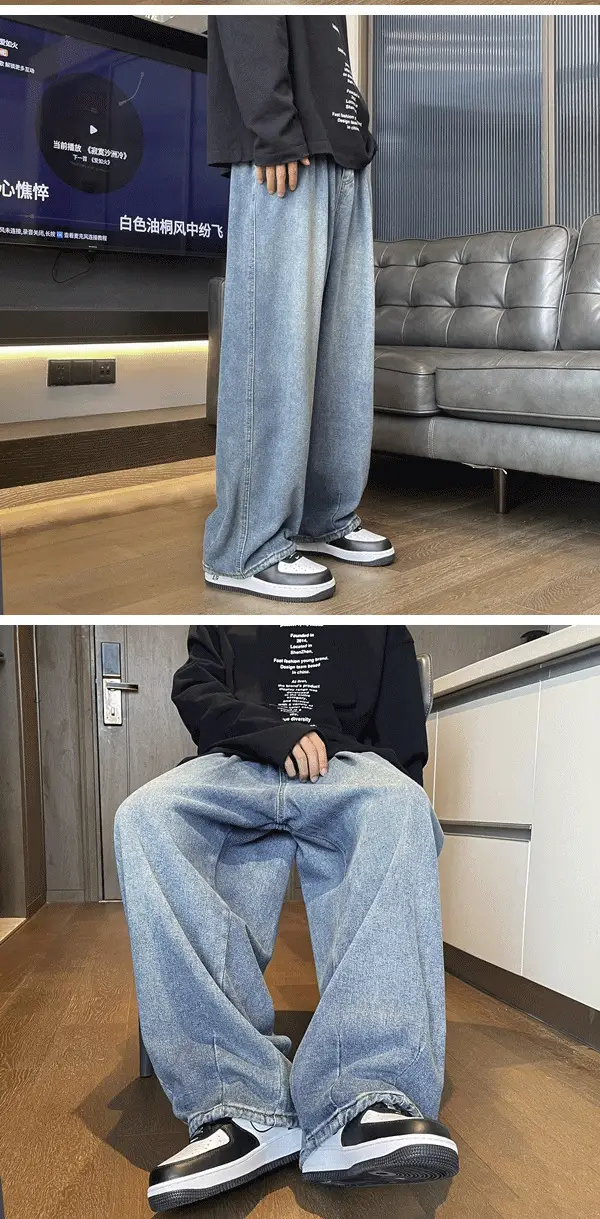 Men Wide Leg Jeans Spring Autumn Loose Straight Pants — feature 12