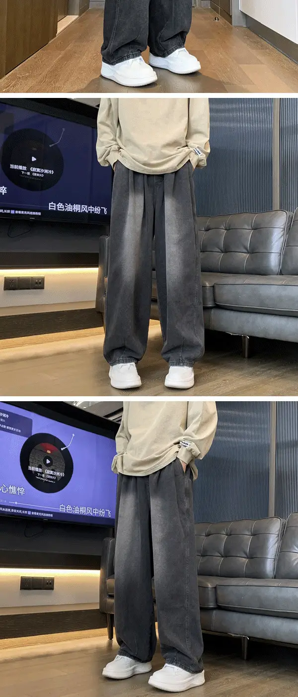 Men Wide Leg Jeans Spring Autumn Loose Straight Pants — feature 4