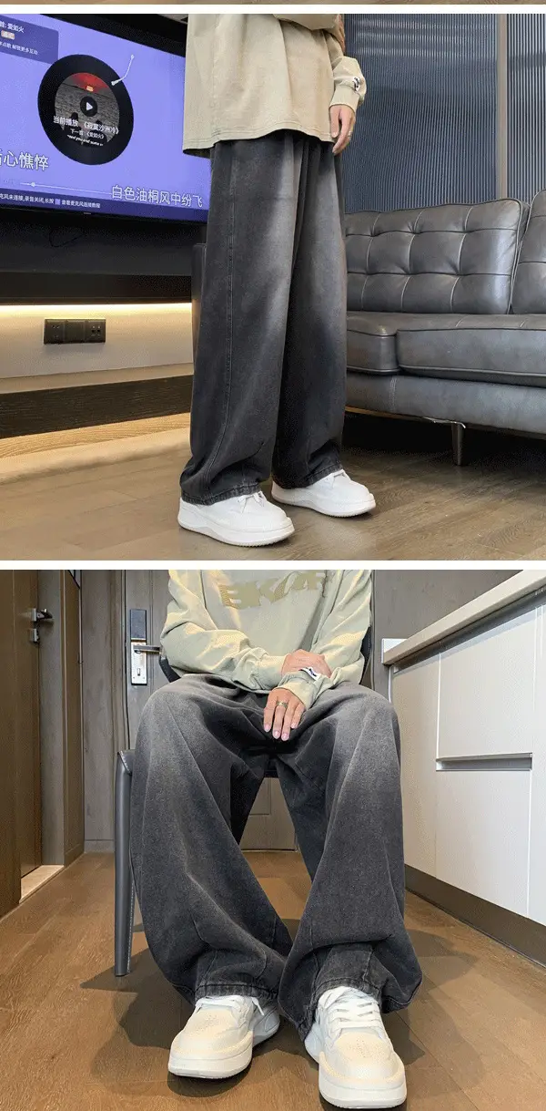 Men Wide Leg Jeans Spring Autumn Loose Straight Pants — feature 5