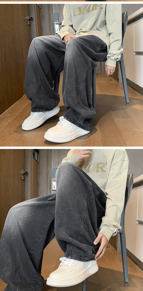 Men Wide Leg Jeans Spring Autumn Loose Straight Pants — feature 6