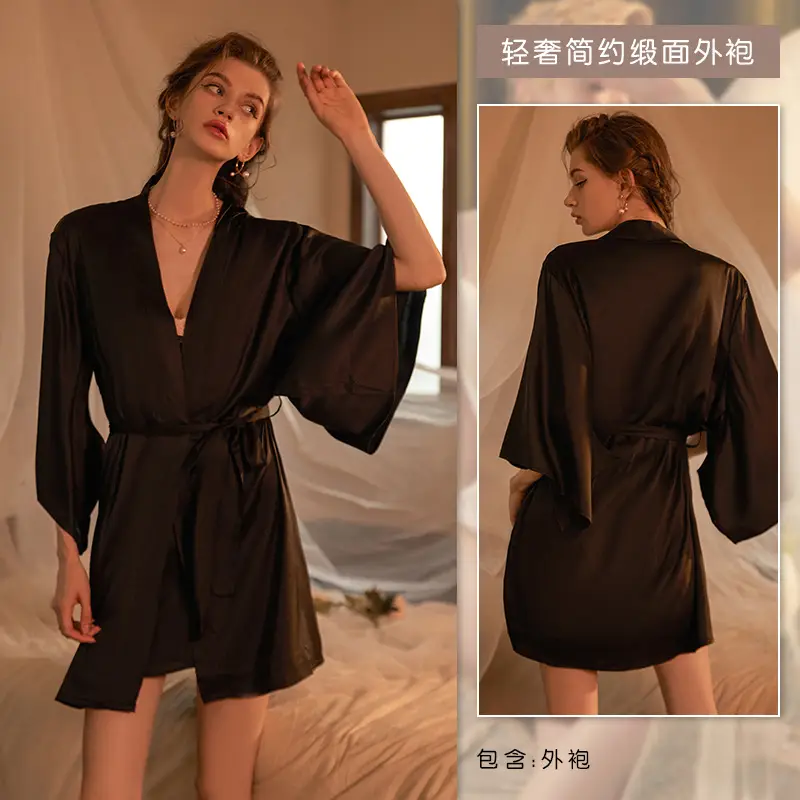3080 Ice Silk Nightgown Summer Women's Sexy Pajamas plus size Pure Desire Sling Breast Cotton High-end French Style Home Clothes
