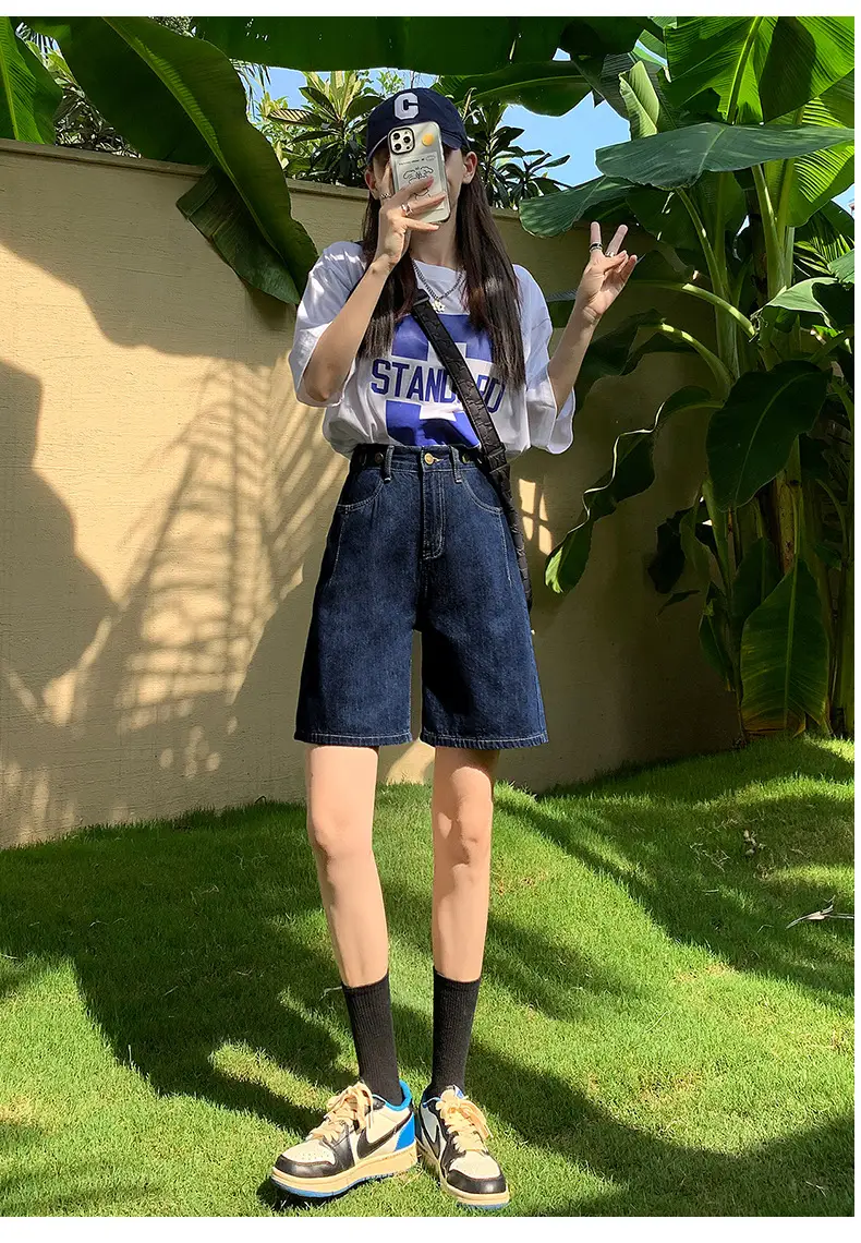 Jiaxun Xintang Denim Shorts Dark Blue Youth — feature 24