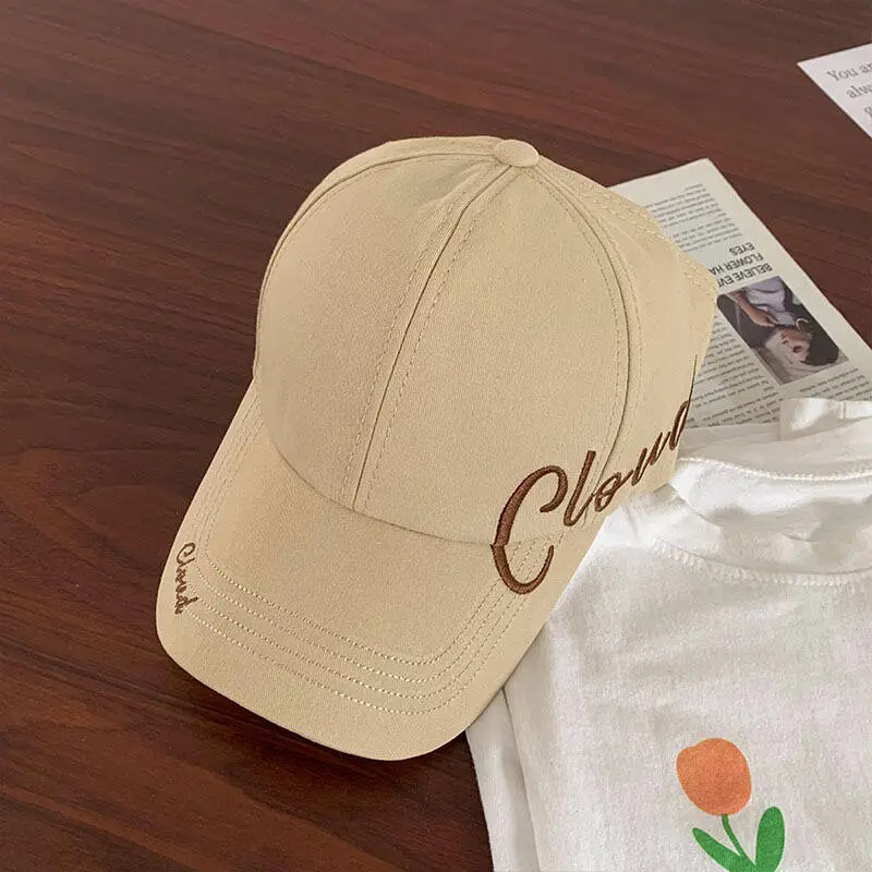Women Letter Embroidered Baseball Cap with Ponytail - Image 3