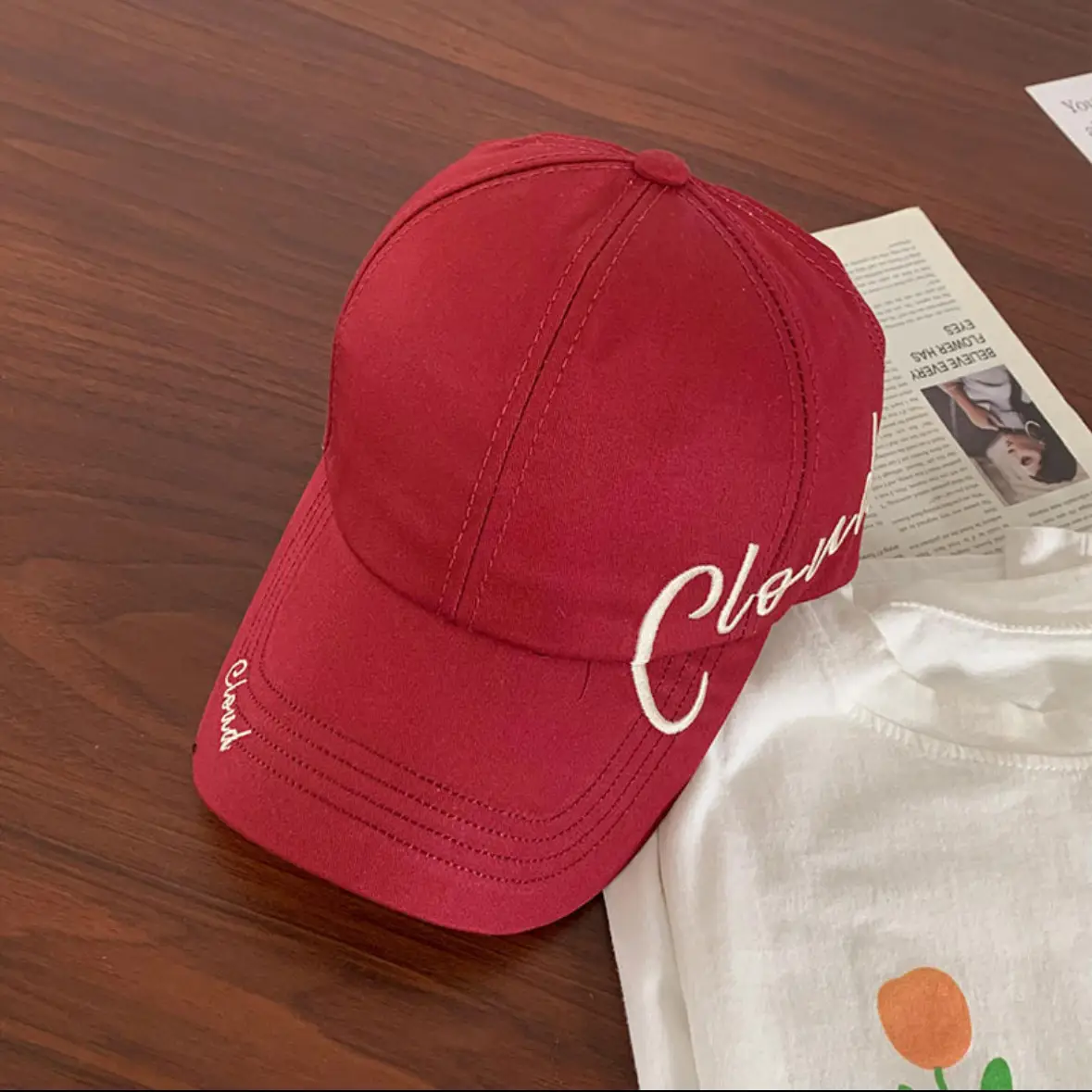 Women Letter Embroidered Baseball Cap with Ponytail - Image 6