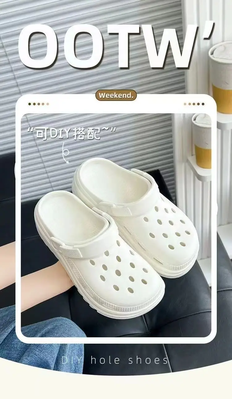 Summer Women's Outdoor Hole Shoes EVA Thick Bottom DIY Fashion Leisure Sports Sandals and Slippers Foreign Trade Europe and America Cross-border — feature 1