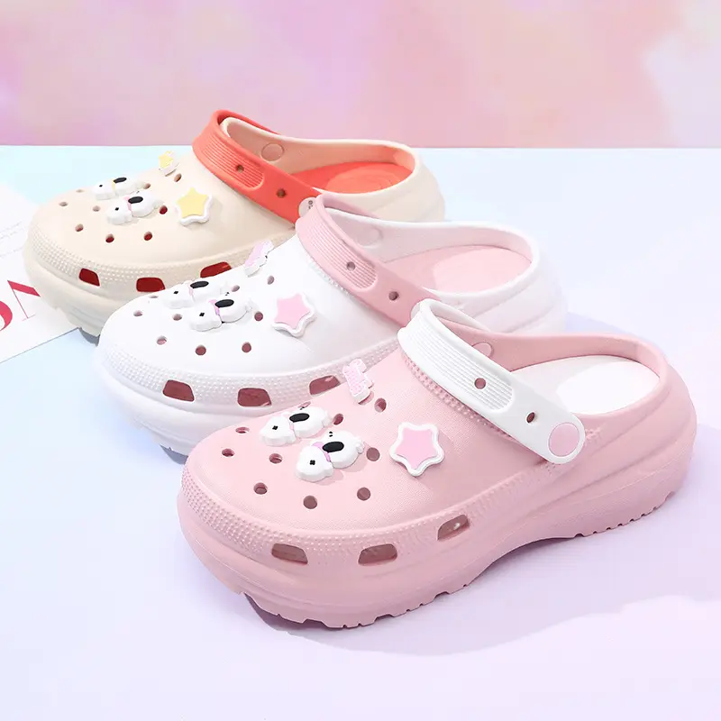 Special Non-Slip Clogs for Heightening Outer Wear Eva Thick-Soled Soft Breathable Slippers Cute Contrasting Color Anti-Odor Sandals for Women