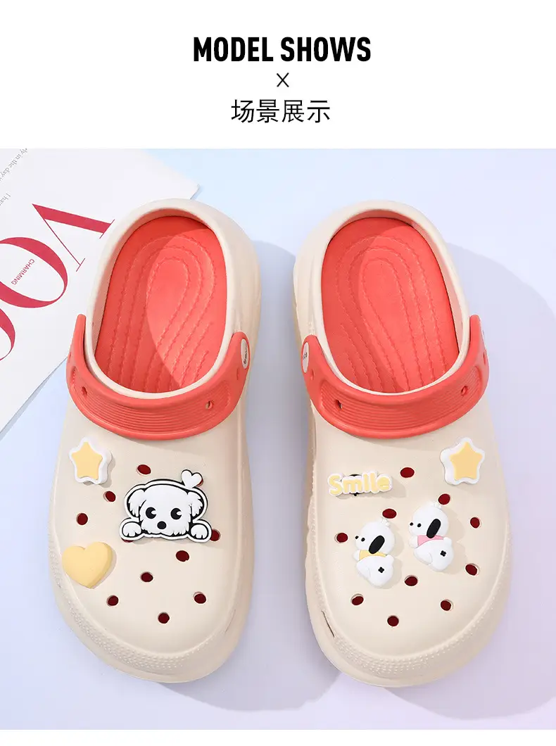 Special Non-Slip Clogs for Heightening Outer Wear Eva Thick-Soled Soft Breathable Slippers Cute Contrasting Color Anti-Odor Sandals for Women — feature 11