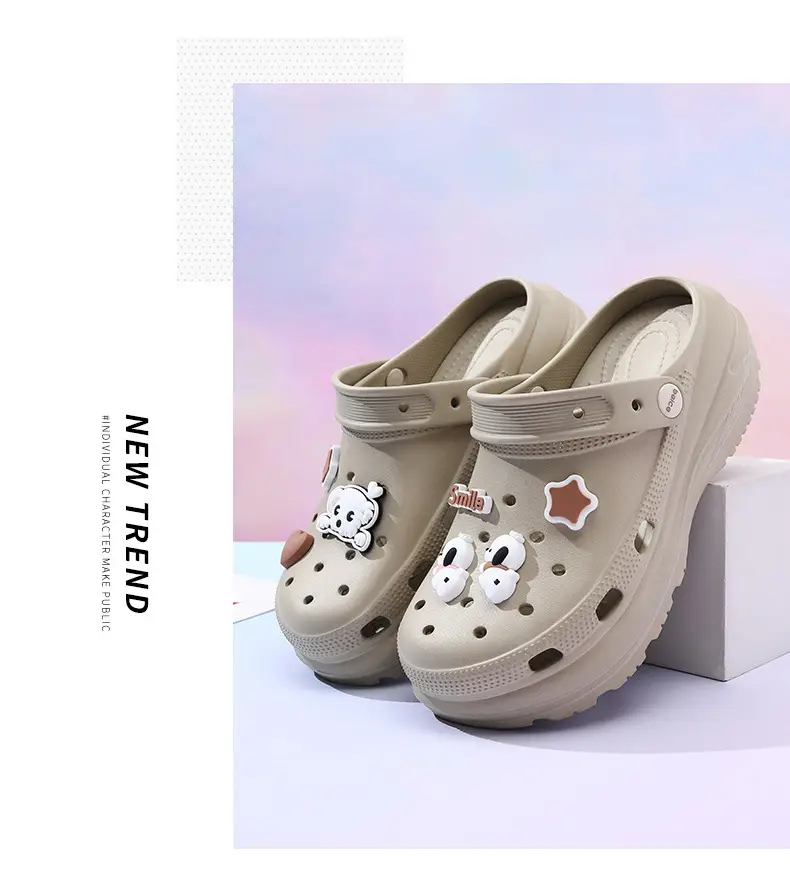 Special Non-Slip Clogs for Heightening Outer Wear Eva Thick-Soled Soft Breathable Slippers Cute Contrasting Color Anti-Odor Sandals for Women — feature 17