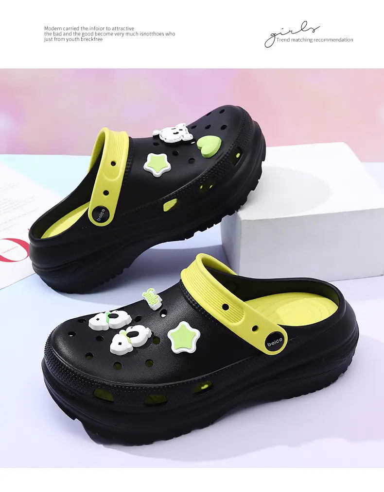 Special Non-Slip Clogs for Heightening Outer Wear Eva Thick-Soled Soft Breathable Slippers Cute Contrasting Color Anti-Odor Sandals for Women — feature 19