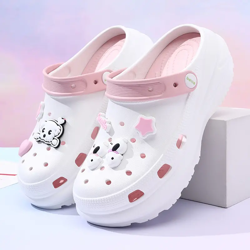 Special Non-Slip Clogs for Heightening Outer Wear Eva Thick-Soled Soft Breathable Slippers Cute Contrasting Color Anti-Odor Sandals for Women