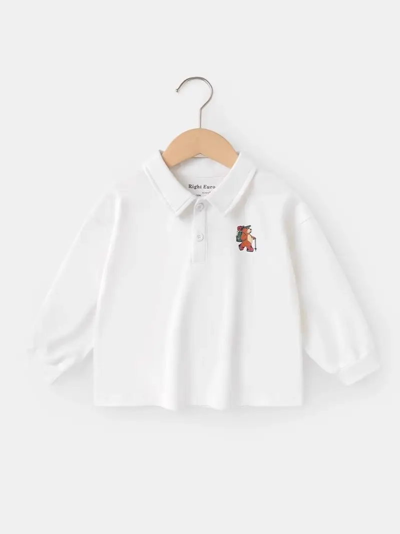 Boys Pure Cotton Polo Shirt Long Sleeve Grey - Image 5