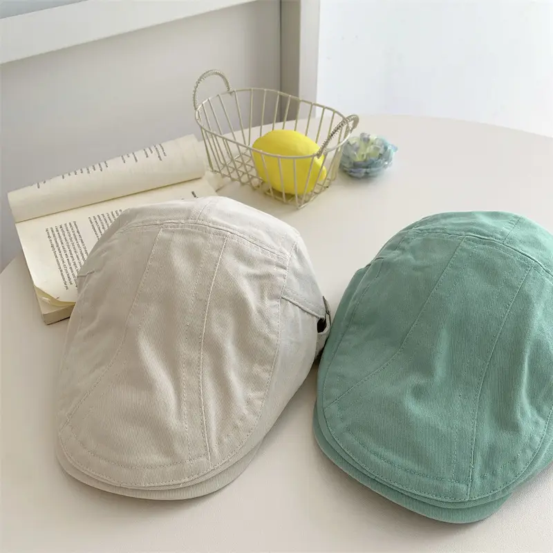 Japanese British Lake Blue Retro Denim Forward Hat Women's Spring and Summer Reverse Beret Short-brimmed Niche Duck Tongue Hat - Image 11