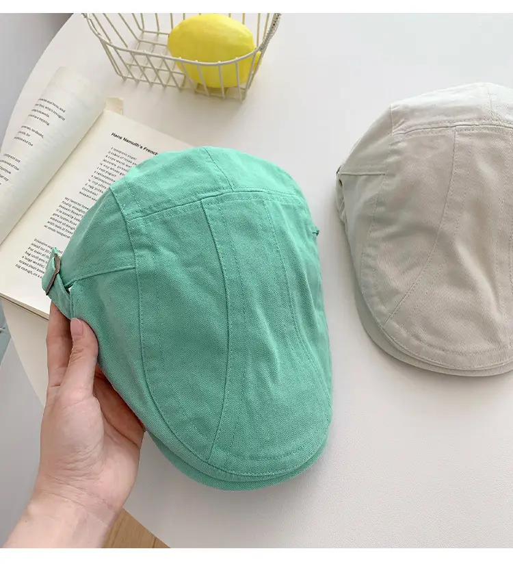 Japanese British Lake Blue Retro Denim Forward Hat Women's Spring and Summer Reverse Beret Short-brimmed Niche Duck Tongue Hat — feature 10