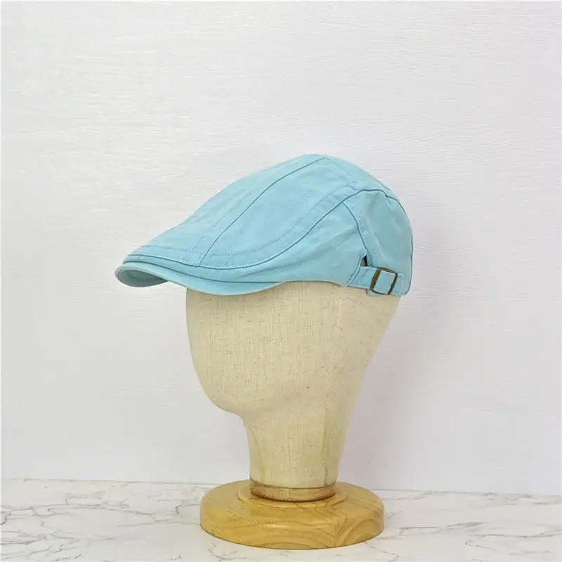 Japanese British Lake Blue Retro Denim Forward Hat Women's Spring and Summer Reverse Beret Short-brimmed Niche Duck Tongue Hat - Image 3