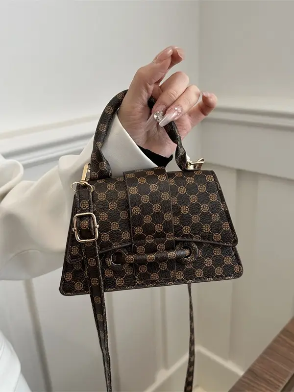 2024 Black Checkered One-shoulder Handbag for Women - Image 5