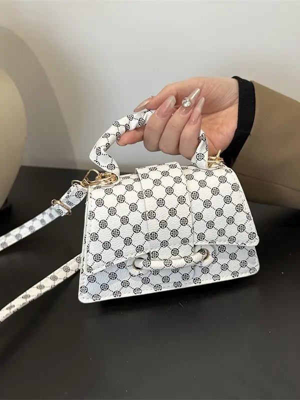 2024 Black Checkered One-shoulder Handbag for Women - Image 8
