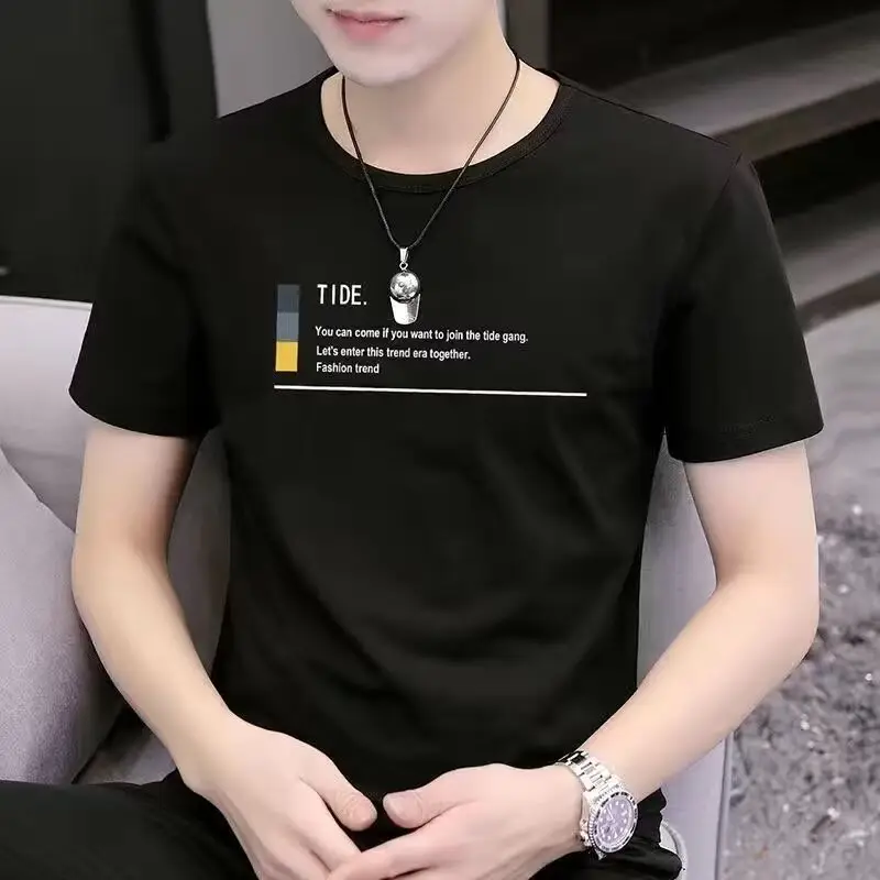 Men Grey T-shirt Short Sleeve Summer 2024